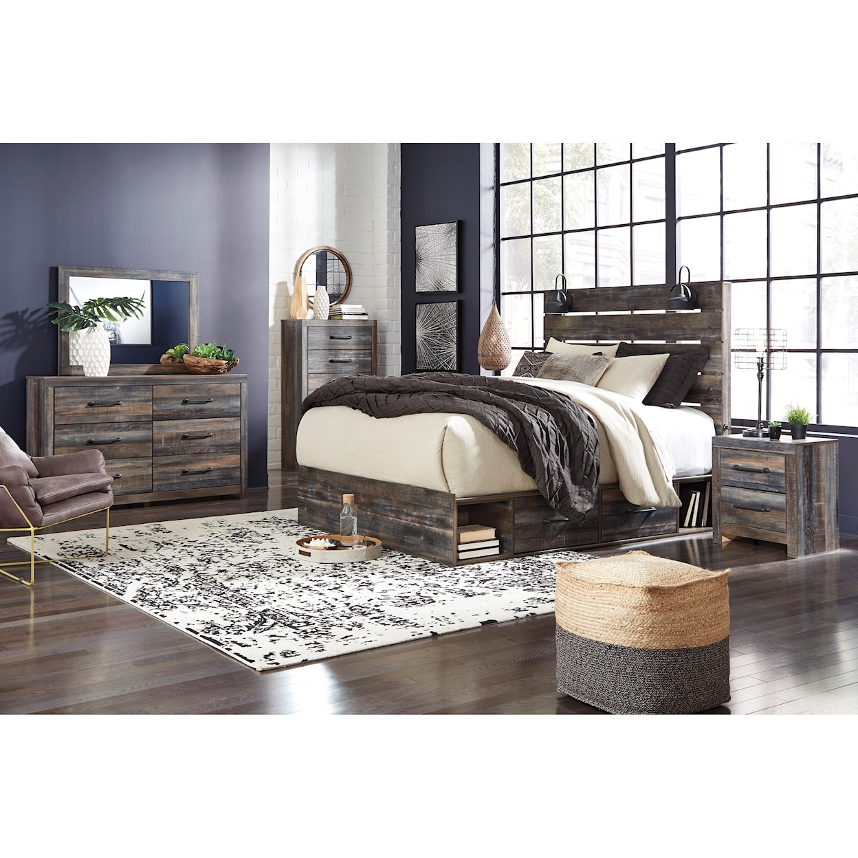 Ashley Furniture Signature Design Drystan Queen Storage Bed with 4 Drawers