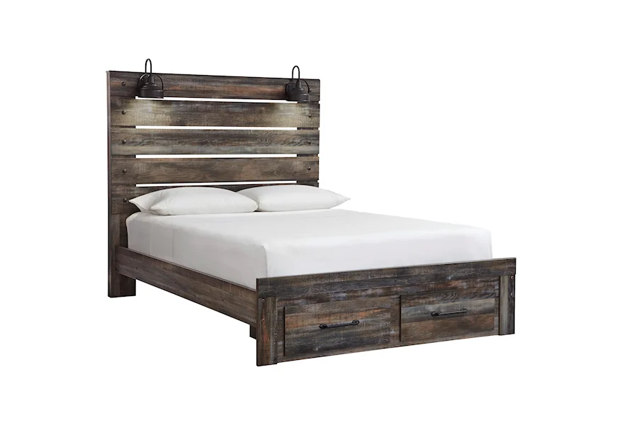 Drystan Queen Bed w/ Lights & Footboard Drawers by Signature Design by Ashley Furniture at Sam's Appliance & Furniture