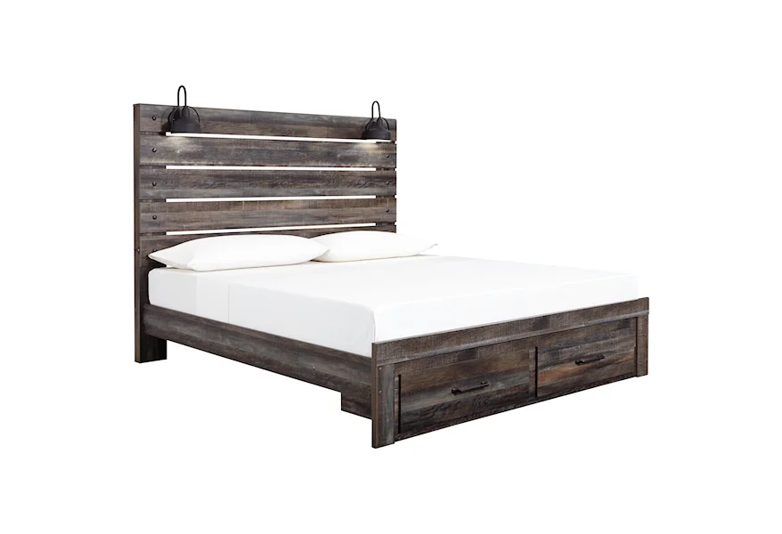Drystan King Bed w/ Lights & Footboard Drawers by Ashley (Signature Design) at Johnny Janosik