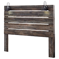 Rustic King Panel Headboard with Industrial Lights