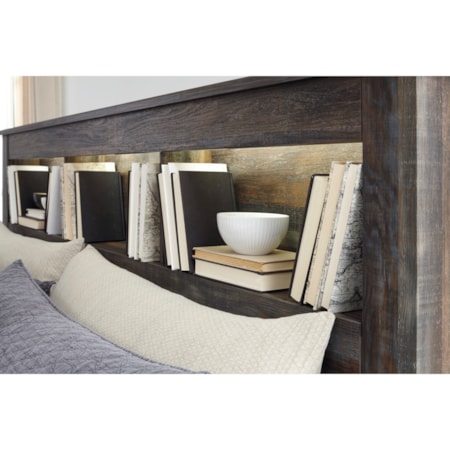 Queen Bookcase Bed with 2 Underbed Drawers