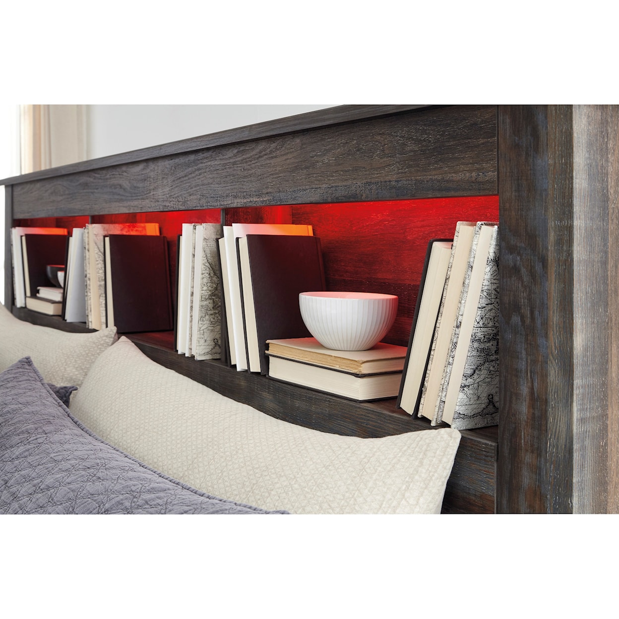 Signature Dalton Queen Bookcase Bed with 4 Underbed Drawers