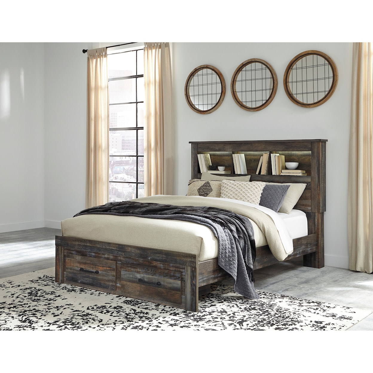 Signature Design by Ashley Baleigh Queen Bookcase Bed with Footboard Storage