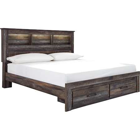King Bookcase Bed with Footboard Drawers