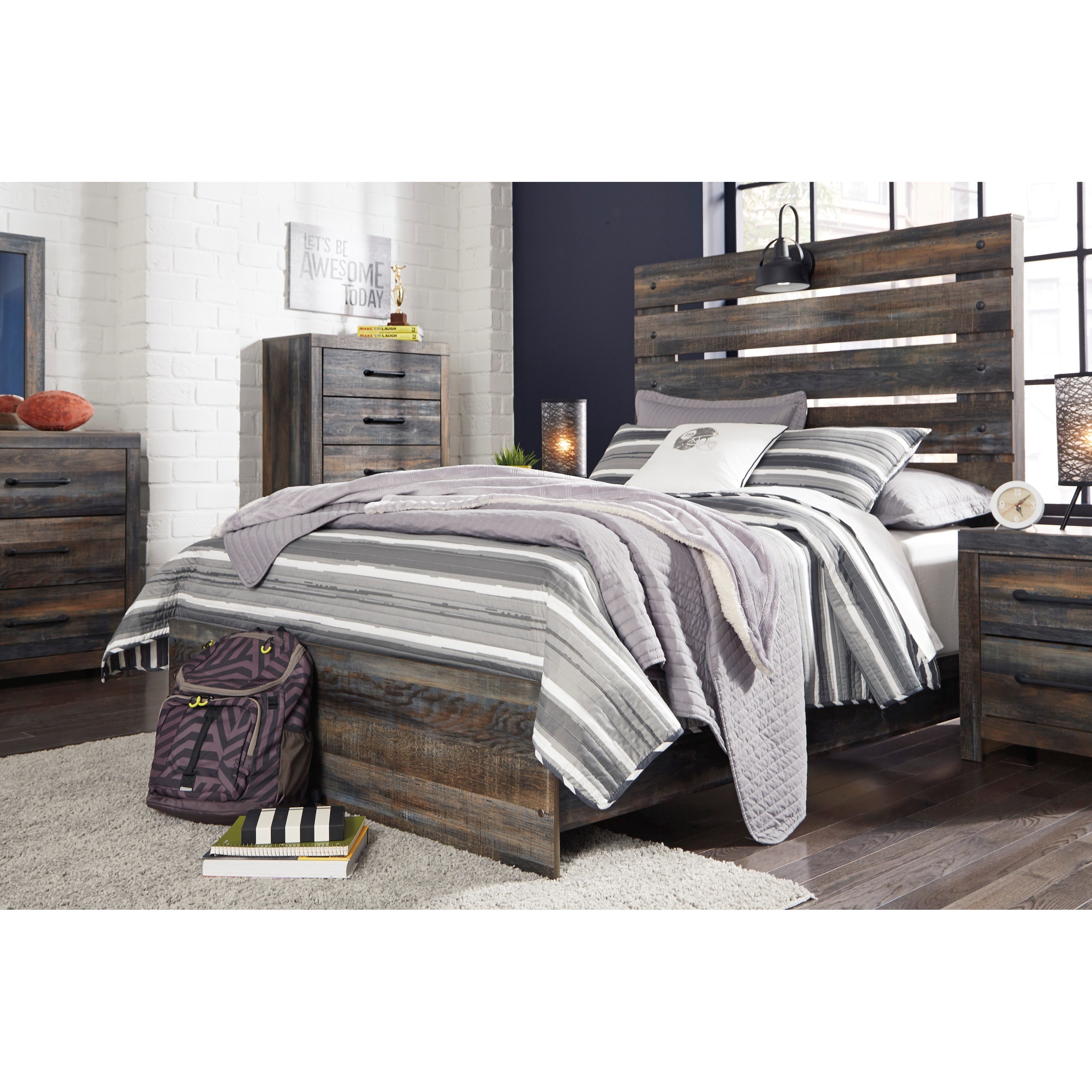 Ashley Signature Design Drystan B211B3 Rustic Full Panel Bed with ...