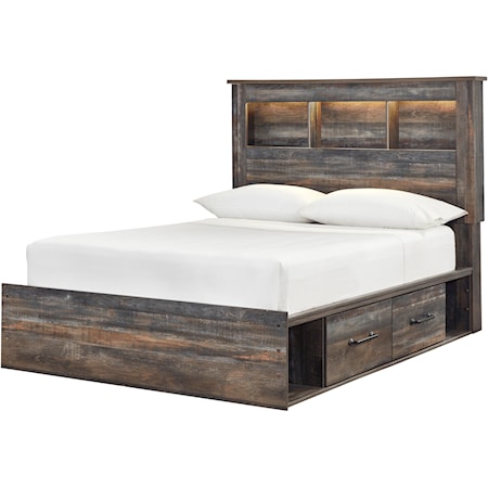 Rustic Full Bookcase Bed with Underbed Storage
