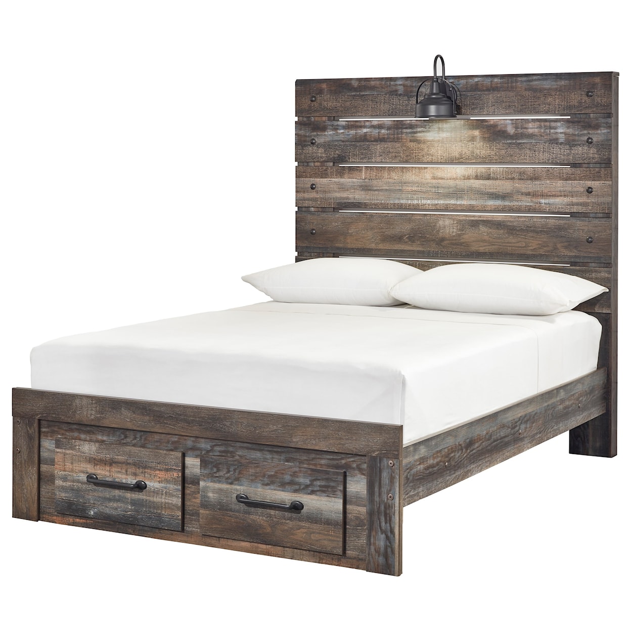 StyleLine ALVIN Full Panel Bed w/ Light & Footboard Drawers