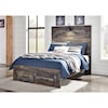 Ashley Furniture Signature Design Drystan Full Panel Bed w/ Light & Footboard Drawers