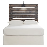 Rustic Full Panel Headboard with Industrial Light