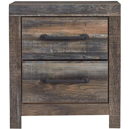 Rustic 2-Drawer Nightstand with USB Ports