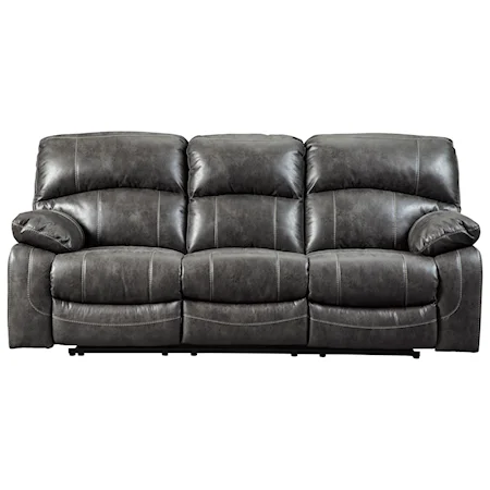 Faux Leather Power Reclining Sofa w/ Adjustable Headrests