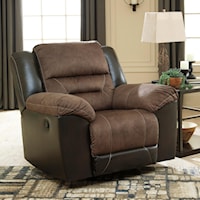 Casual Rocker Recliner with Pillow Arms