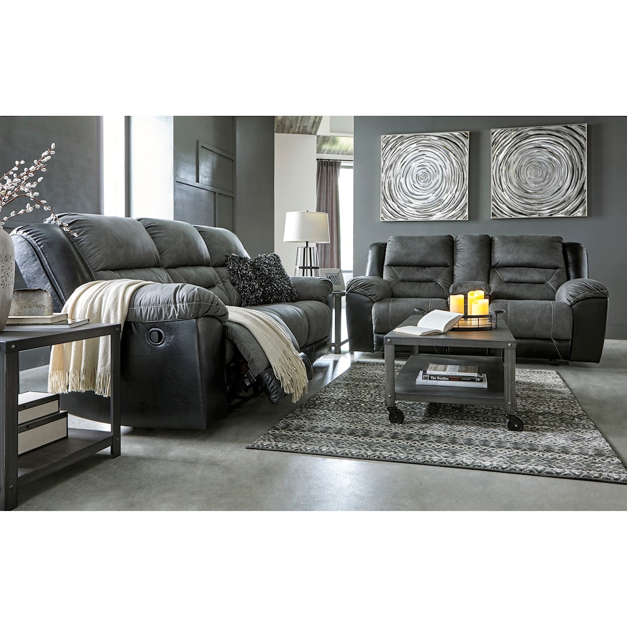 Ashley Furniture Signature Design Earhart Reclining Loveseat with Console