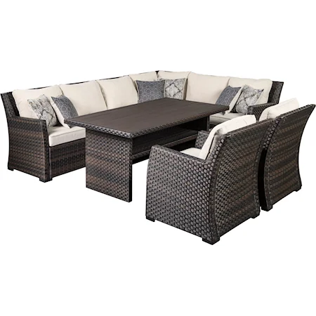 Outdoor Sectional with Table & 2 Chairs