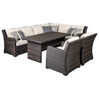 Outdoor Sectional with Table & 2 Lounge Chairs