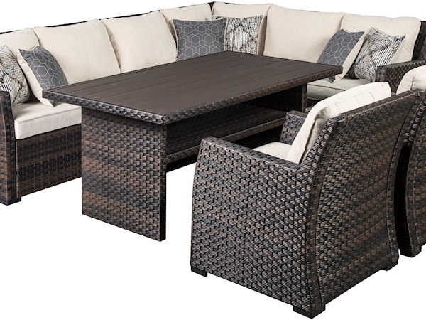 Outdoor Sectional with Table & 2 Chairs