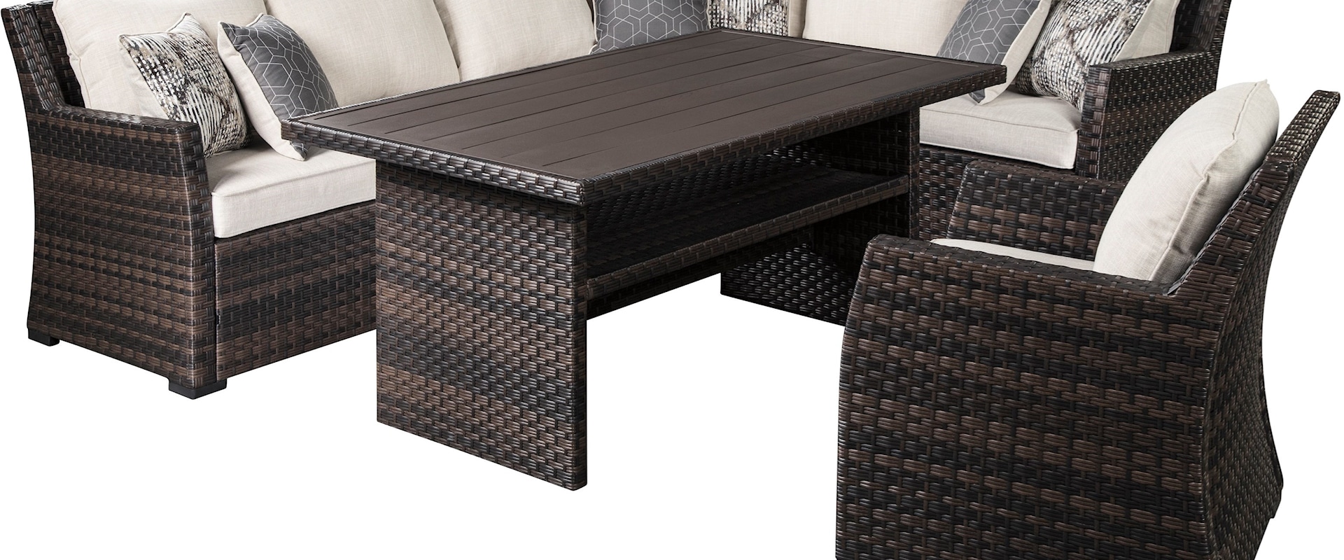 Outdoor Sectional with Table & Lounge Chair