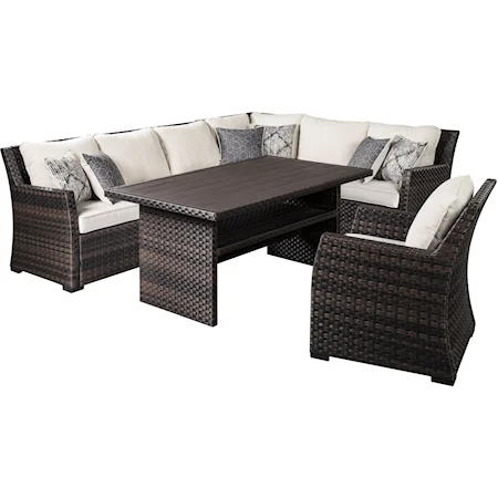 Outdoor Sectional with Table & Lounge Chair