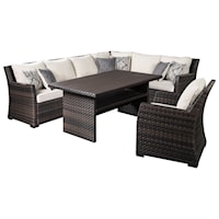 Outdoor Sectional with Table & Lounge Chair