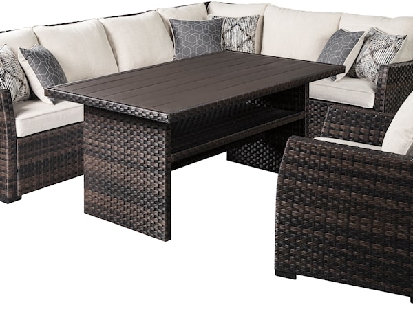 Outdoor Sectional with Table & Lounge Chair