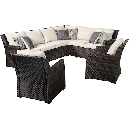 Outdoor 2-Piece Sectional & 2 Lounge Chairs