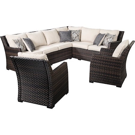 Outdoor 2-Piece Sectional &amp; 2 Lounge Chairs