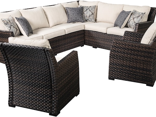 Outdoor 2-Piece Sectional & 2 Lounge Chairs