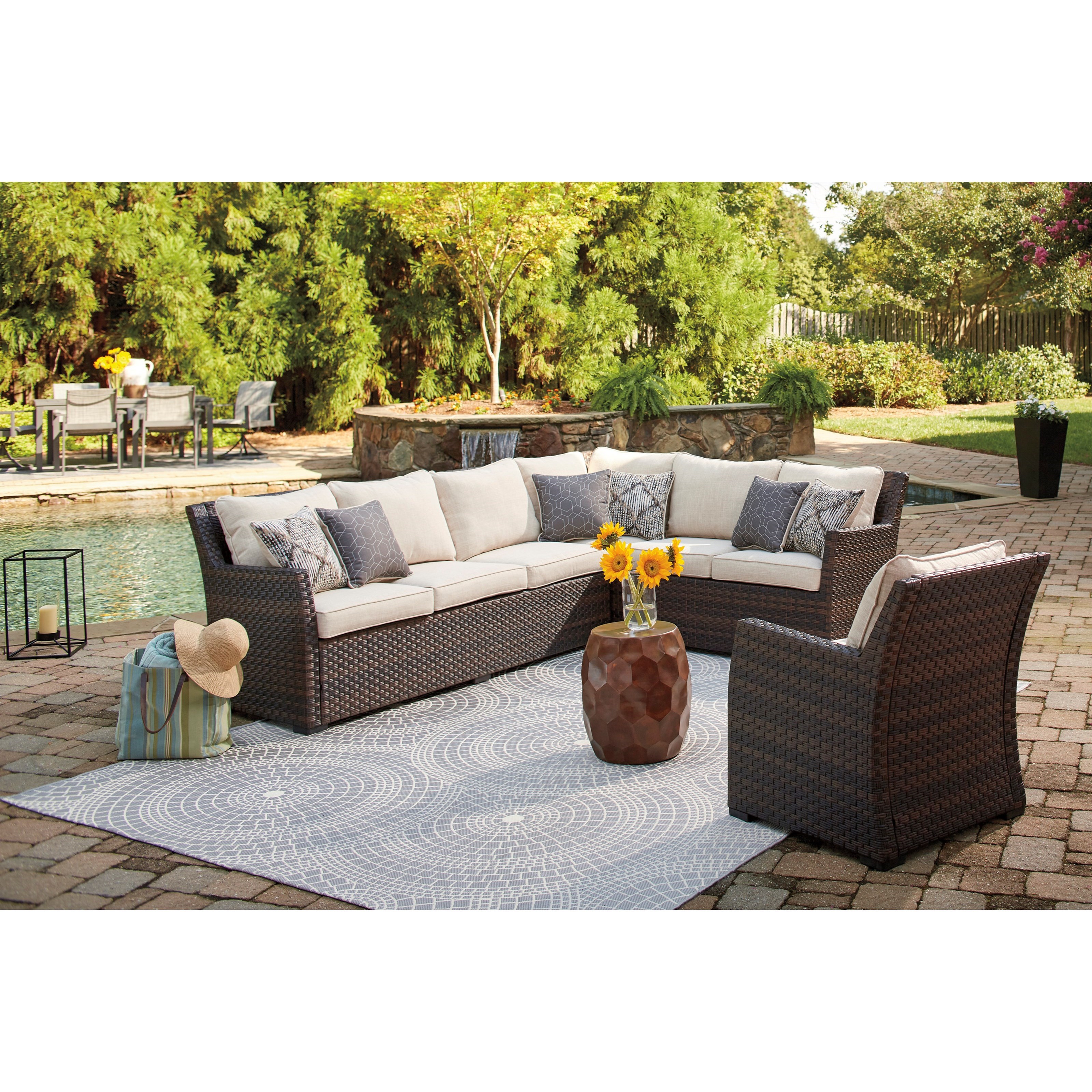 Belfort Select Sandpiper Outdoor 2-Piece Sectional & 2 Lounge Chairs