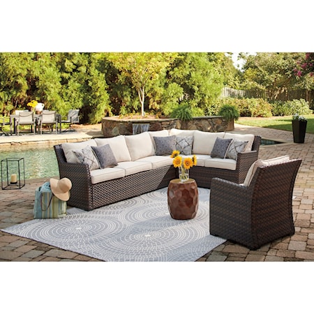 Outdoor 2-Piece Sectional & Lounge Chair Set