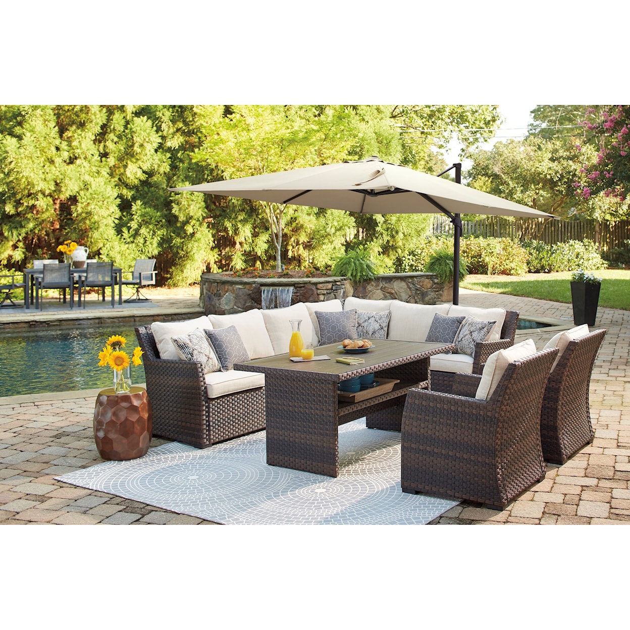 Ashley Furniture Signature Design Easy Isle Outdoor 2-Piece Sectional & Lounge Chair Set