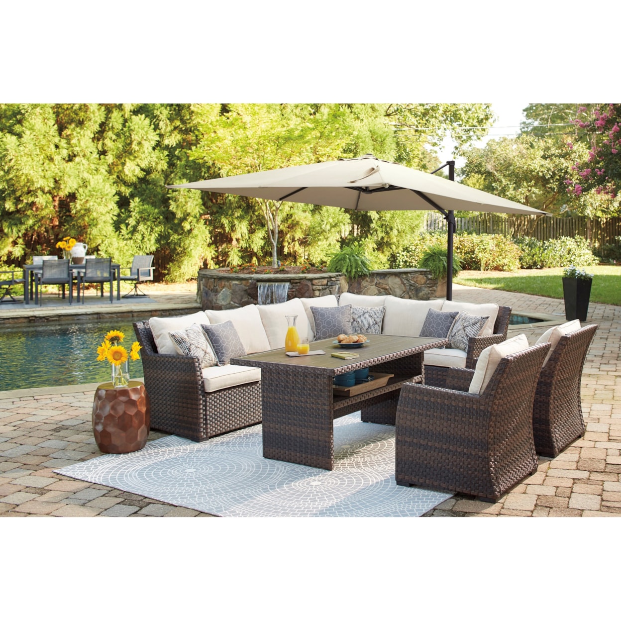 Benchcraft Easy Isle Outdoor 2-Piece Sectional & Lounge Chair Set