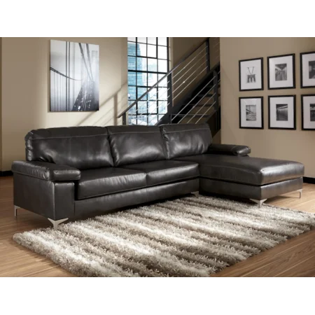 Modern 2-Piece Sectional with Right Chaise & Metal Feet
