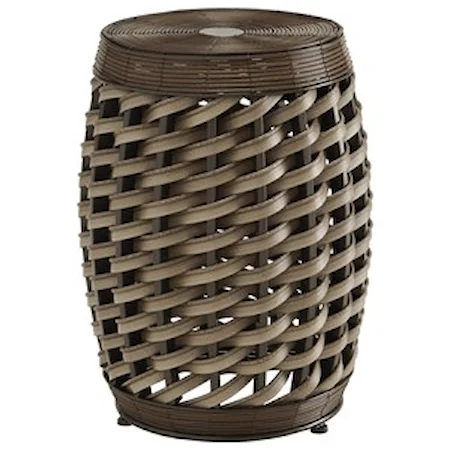 Faux Rattan Indoor/Outdoor Accent Stool/End Table