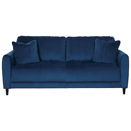 Contemporary Sofa in Blue Velvet Fabric