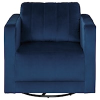 Contemporary Swivel Accent Chair in Blue Velvet Fabric