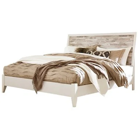 Rustic Gray/White King Panel Bed