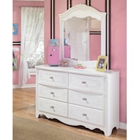Country Style 6-Drawer Dresser and Landscape Mirror