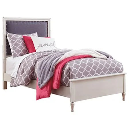 Twin Upholstered Bed with Nail Head Trim