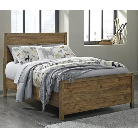 Full Panel Bed with Acacia Veneer