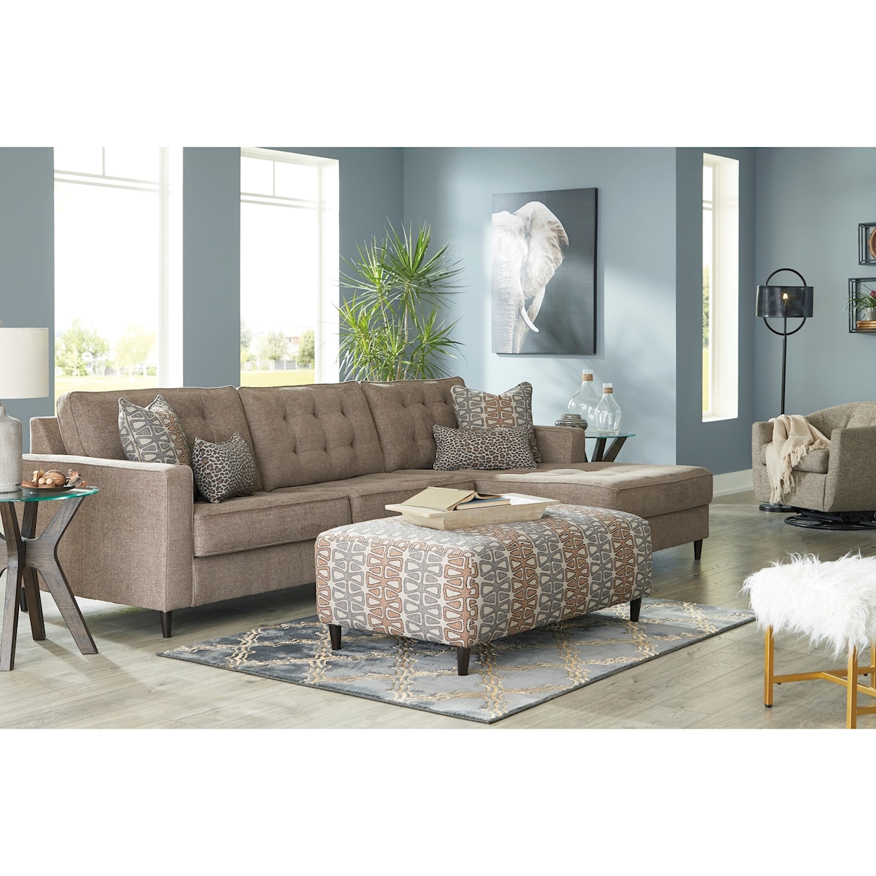 Signature Design by Ashley Furniture Flintshire 3 Seat Sectional Sofa w/ RAF Chaise