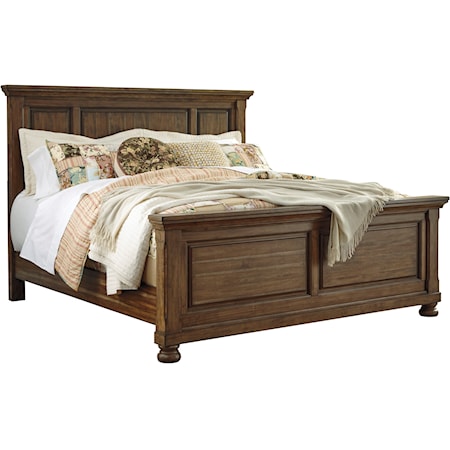 California King Panel Bed in Burnished Brown Finish