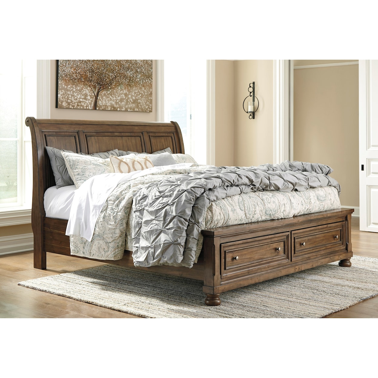 Ashley Furniture Signature Design Flynnter California King Sleigh Storage Bed
