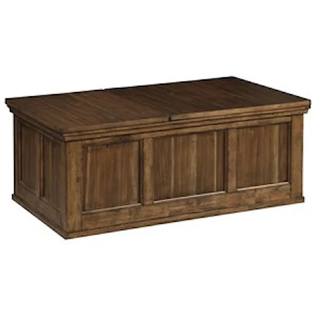 Transitional Lift Top Cocktail Table with Trunk Storage