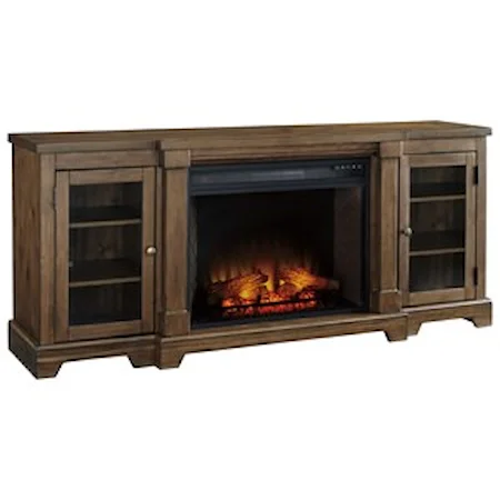 Breakfront Extra Large TV Stand with Fireplace Insert