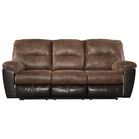 Two-Tone Faux Leather Reclining Sofa