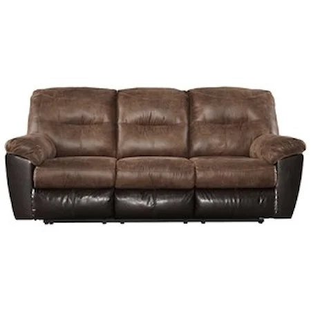 Two-Tone Faux Leather Reclining Sofa