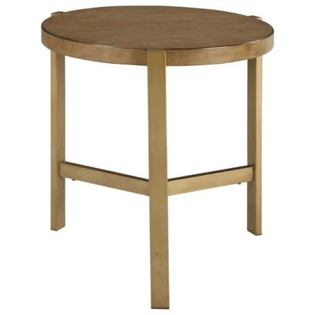 Contemporary Round End Table with Metal Base