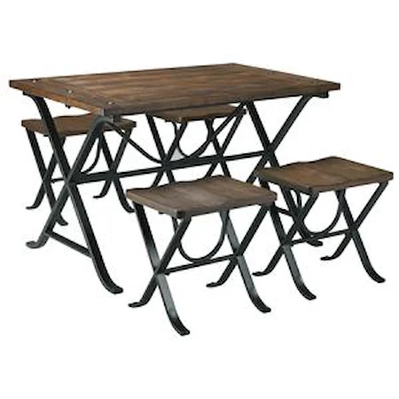 Industrial Style Rectangular Dining Room Table Set