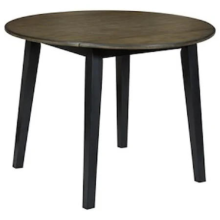 Two-Tone Finish Round Drop Leaf Table