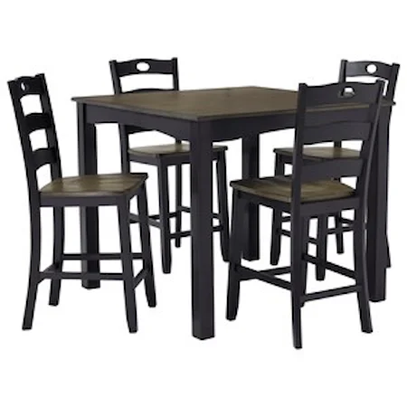 Two-Tone Finish 5-Piece Square Counter Table Set